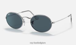 ovaal gepolijst zilver/blauw XX46DZ951 Heren Ray-Ban zonnebril