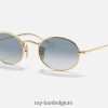 ovale platte lenzen gepolijst goud/lichtblauw XX46DZ758 Heren Ray-Ban zonnebril