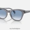 rb0707s gepolijst transparant grijs/blauw XX46DZ406 Heren Ray-Ban zonnebril