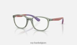 rb1619 optiek glanzend transparant groen op rubberen blauweregen XX46DZ2806 kinderen Ray-Ban bril