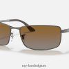 rb3498 mat gunmetal/bruin XX46DZ713 Heren Ray-Ban zonnebril