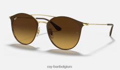 rb3546 gepolijst bruin op goud/bruin XX46DZ652 Heren Ray-Ban zonnebril