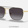 rb3588 gepolijst zwart op goud/grijs XX46DZ418 Heren Ray-Ban zonnebril