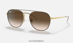 rb3589 gepolijst bruin op goud/bruin XX46DZ795 Heren Ray-Ban zonnebril