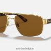 rb3663 gepolijst goud/bruin XX46DZ673 Heren Ray-Ban zonnebril