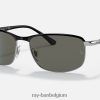 rb3671 gepolijst zwart op zilver/donkergrijs XX46DZ981 Heren Ray-Ban zonnebril