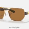 rb3672 gepolijst goud/donkerbruin XX46DZ1125 Heren Ray-Ban zonnebril