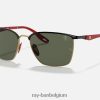 rb3673m scuderia ferrari-collectie gepolijst zwart op goud/groen XX46DZ914 Heren Ray-Ban zonnebril