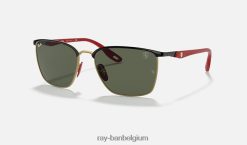 rb3673m scuderia ferrari-collectie gepolijst zwart op goud/groen XX46DZ914 Heren Ray-Ban zonnebril