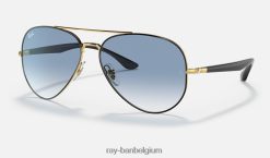 rb3675 gepolijst zwart op goud/lichtblauw XX46DZ1289 Heren Ray-Ban zonnebril