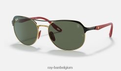 rb3685m scuderia ferrari-collectie gepolijst zwart op goud/groen XX46DZ1340 Heren Ray-Ban zonnebril