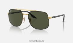rb3699 gepolijst zwart op goud/groen XX46DZ562 Heren Ray-Ban zonnebril