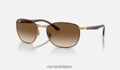 rb3702 gepolijst bruin op goud/bruin XX46DZ1490 Heren Ray-Ban zonnebril