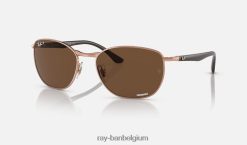 rb3702 gepolijst rose goud/bruin XX46DZ1488 Heren Ray-Ban zonnebril