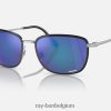 rb3705 chroom gepolijst zwart op zilver/blauw XX46DZ1539 Heren Ray-Ban zonnebril