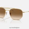 rb3707 gepolijst goud/bruin XX46DZ389 Heren Ray-Ban zonnebril