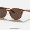 rb4305 glanzend gestreept rood havana/donkerbruin XX46DZ985 Heren Ray-Ban zonnebril