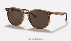 rb4306 glanzend gestreept rood havana/donkerbruin XX46DZ646 Heren Ray-Ban zonnebril