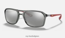 rb4329m scuderia ferrari-collectie gepolijst transparant grijs/grijs XX46DZ1068 Heren Ray-Ban zonnebril