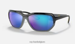 rb4366m scuderia ferrari-collectie gepolijst zwart op grijs/blauw XX46DZ1371 Heren Ray-Ban zonnebril