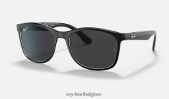 rb4374 gepolijst zwart op transparant/grijs XX46DZ1439 Heren Ray-Ban zonnebril