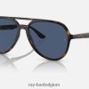 rb4376 gepolijst havana/donkerblauw XX46DZ182 Heren Ray-Ban zonnebril