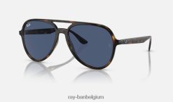 rb4376 gepolijst havana/donkerblauw XX46DZ182 Heren Ray-Ban zonnebril