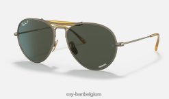 rb8063 titanium mat antiek goud/donkergroen XX46DZ1215 Heren Ray-Ban zonnebril