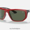 rb8361m scuderia ferrari-collectie glanzend rood/donkergroen XX46DZ1449 Heren Ray-Ban zonnebril