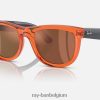reiziger achteruit gepolijst transparant oranje/koper XX46DZ103 Heren Ray-Ban zonnebril