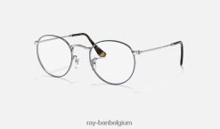 ronde metalen optiek gepolijst blauw op zilver XX46DZ2539 vrouwen Ray-Ban bril