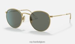 ronde titaan gepolijst goud/groen XX46DZ599 Heren Ray-Ban zonnebril