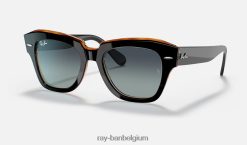 staat straat gepolijst zwart op bruin/grijs/blauw XX46DZ626 Heren Ray-Ban zonnebril