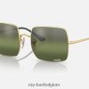 vierkant 1971 chromance gepolijst goud/groen XX46DZ1561 vrouwen Ray-Ban zonnebril
