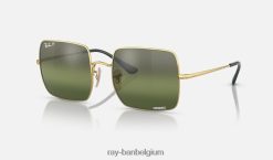 vierkant 1971 chromance gepolijst goud/groen XX46DZ1561 vrouwen Ray-Ban zonnebril