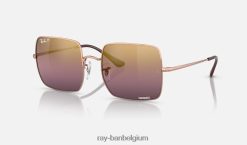 vierkant 1971 chromance gepolijst rose goud/rood XX46DZ1562 vrouwen Ray-Ban zonnebril