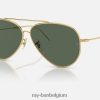 vliegenier achteruit gepolijst goud/groen XX46DZ42 Heren Ray-Ban zonnebril