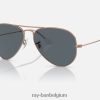 vliegenier gepolijst rose goud/blauw XX46DZ207 Heren Ray-Ban zonnebril