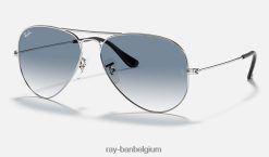 vlieger gradiënt gepolijst zilver/lichtblauw XX46DZ527 Heren Ray-Ban zonnebril