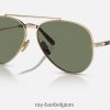 vlieger ii titaan gepolijst goud/groen XX46DZ1468 Heren Ray-Ban zonnebril
