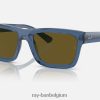 warren biogebaseerd gepolijst transparant donkerblauw/donkerbruin XX46DZ162 Heren Ray-Ban zonnebril