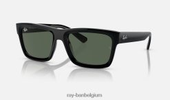 warren biogebaseerd gepolijst zwart/donkergroen XX46DZ164 Heren Ray-Ban zonnebril