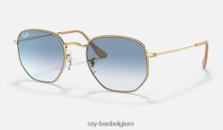 zeshoekig gepolijst goud/lichtblauw XX46DZ349 Heren Ray-Ban zonnebril