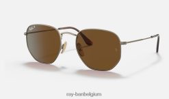 zeshoekig titanium gepolijst goud/bruin XX46DZ1407 Heren Ray-Ban zonnebril