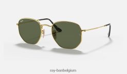 zeshoekige platte lenzen gepolijst goud/groen XX46DZ91 Heren Ray-Ban zonnebril