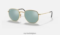 zeshoekige platte lenzen gepolijst goud/zilver XX46DZ96 Heren Ray-Ban zonnebril